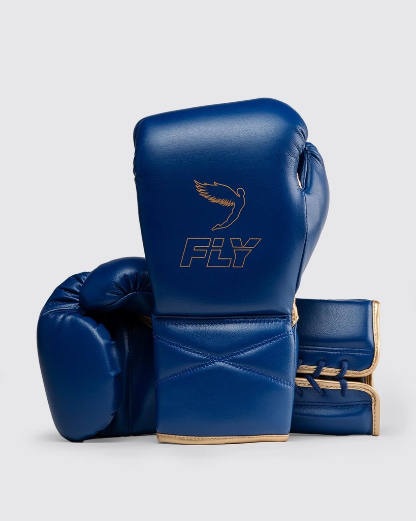 Fly Boxhandschuhe Superlace X mit Schnürung, Blau-Gold