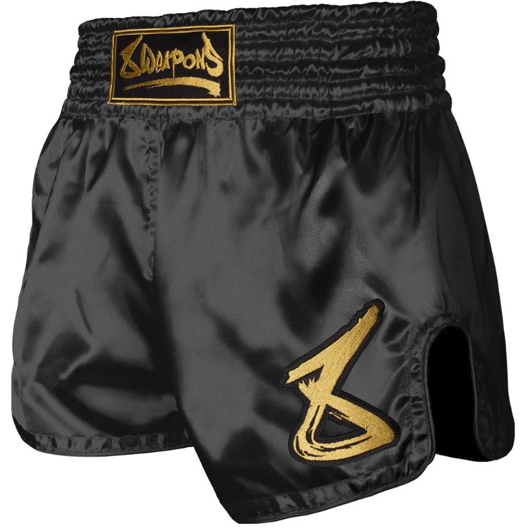 8Weapons Muay Thai Shorts Strike, Schwarz-Gold