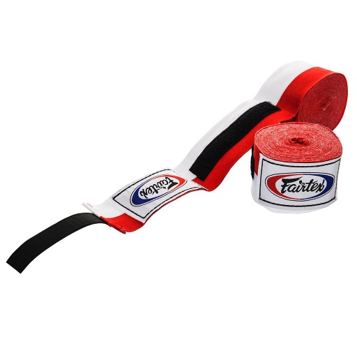 [HW2-R-W] Fairtex Hand Wraps 4.5m Semi-Elastic, Red-White