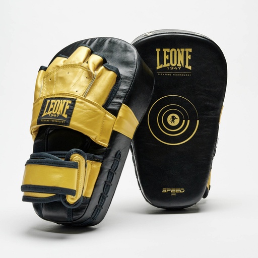 [GM520-W-S] Leone Boxpratzen Lang Speed Line, Schwarz-Gold