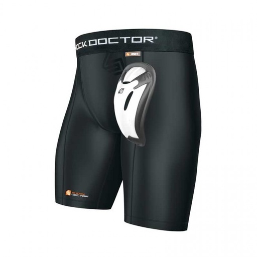 Shock Doctor Groin Guard in Compression Shorts with Bioflex Cup, Black