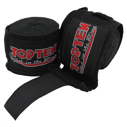 [2303-S-3-5] Top-Ten Hand Wraps 3.5m Semi-Elastic, Black