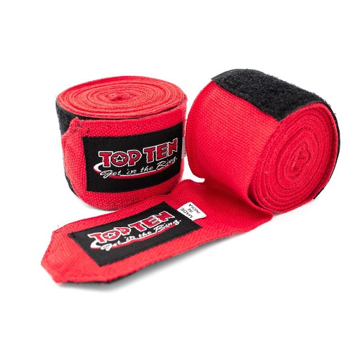 [2303-R-4-5] Top-Ten Hand Wraps 4.5m Semi-Elastic, Red