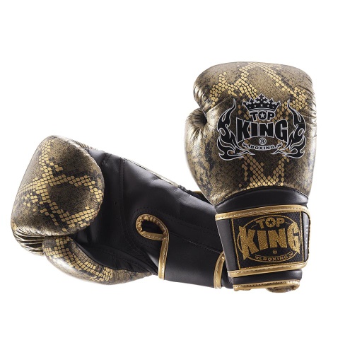 Top King Boxing Gloves Super Star Snake, Black-Gold