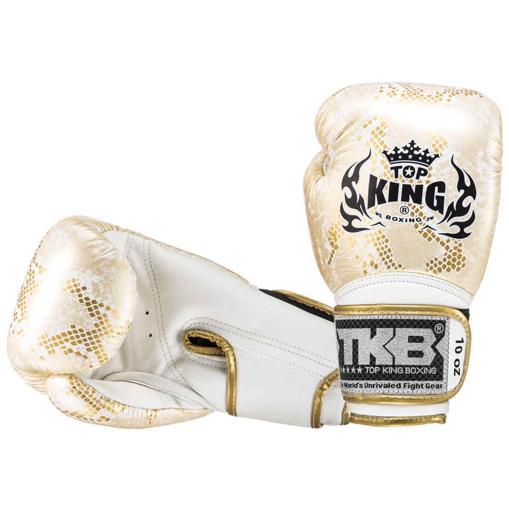 Top King Boxhandschuhe Super Star Snake, Weiss-Gold