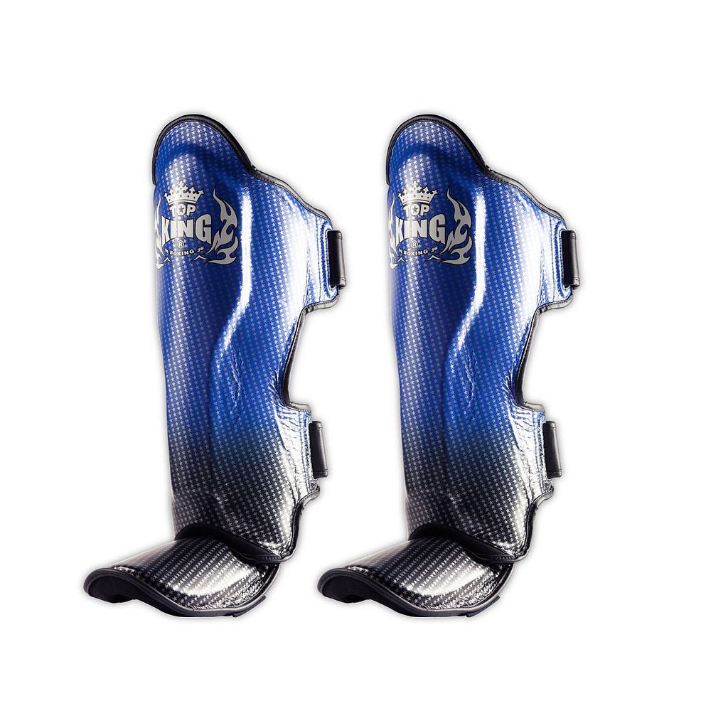 Top King Shin Guards Super Star Leather, Blue-Black