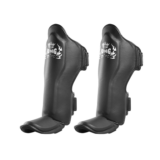 Top King Shin Guards Pro Leather, Black