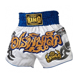 Top King Muay Thai Shorts TKTBS-057, Weiß-Blau