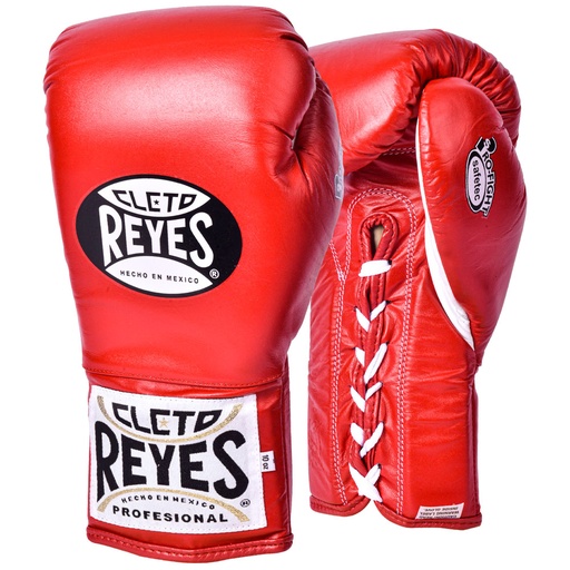 Cleto Reyes Boxing Gloves Pro Fight Safetec Laces, Red