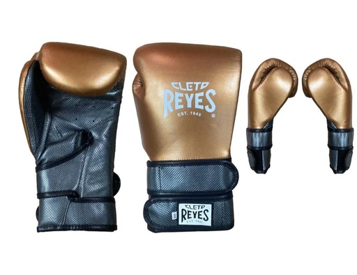 Cleto Reyes Boxing Gloves Hero 500 Double Strap, Metallic Blue-Gold