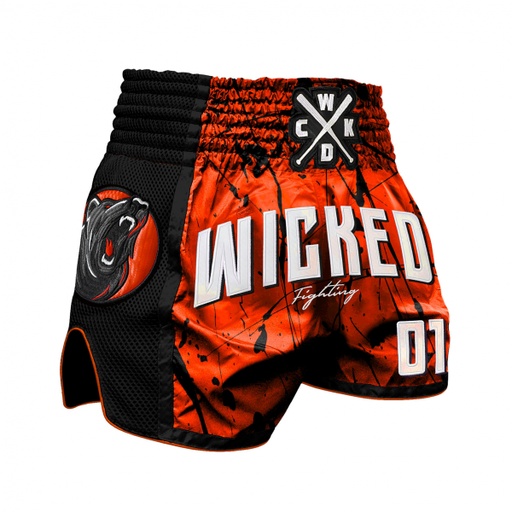 Wicked One Muay Thai Shorts Bad Bear, Red-Black