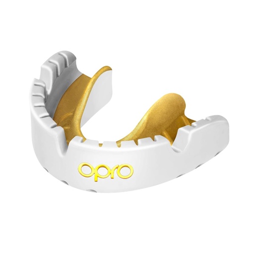 [892271404-W-GO] UFC Mouthguard Opro Gold Braces for Braces, White-Gold