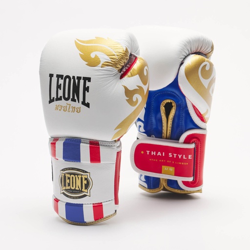 Leone Boxing Gloves Thai Style, White-Gold