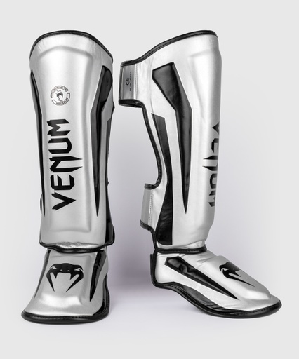 Venum Shin Guards Elite, Silver-Black