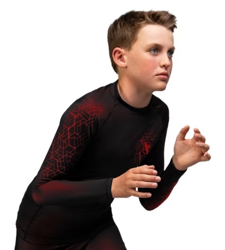 Hayabusa Rash Guard Geo Kids, Schwarz-Rot