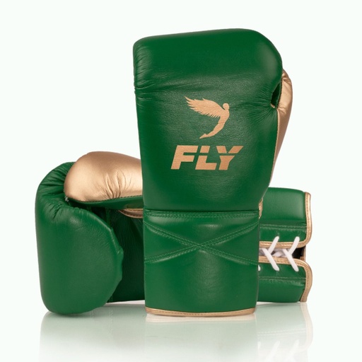 Fly Boxhandschuhe Superlace X mit Schnürung, Grün-Gold