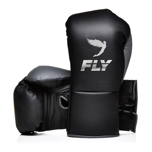 Fly Boxhandschuhe Kyo Pro Fight mit Schnürung, Schwarz-Grau