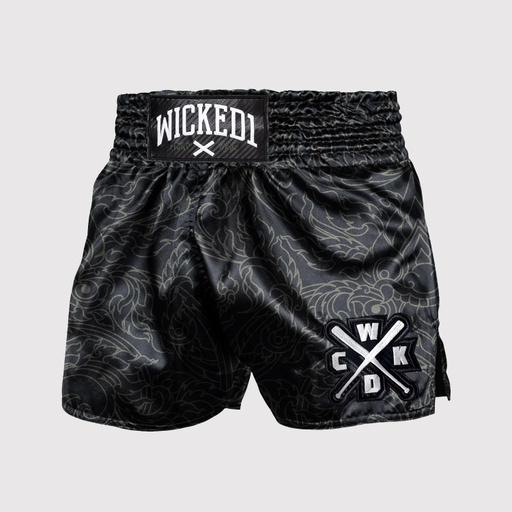 Wicked One Muay Thai Shorts Kwai, Black-Khaki