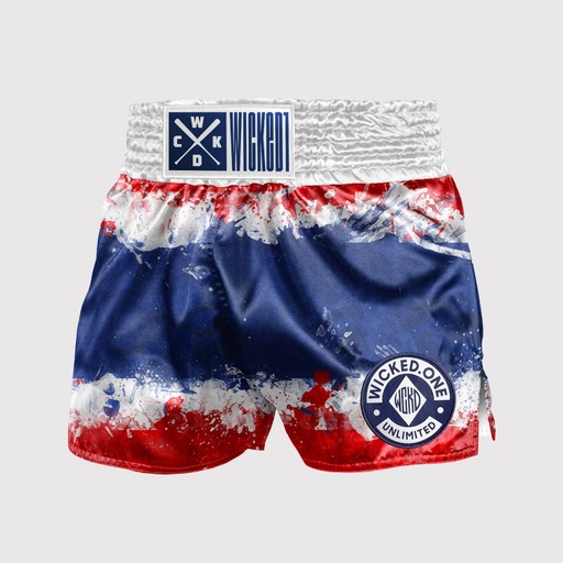 Wicked One Muay Thai Shorts Thai Flag, Blue-White-Red