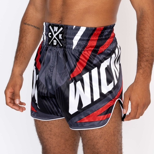 Wicked One Muay Thai Shorts District, Grau-Rot