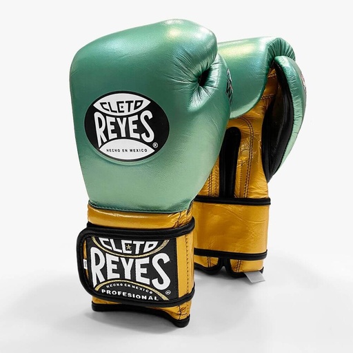 Cleto Reyes Boxing Gloves Training Velcro WBC Edition, Green-Gold