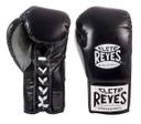 Cleto Reyes Boxhandschuhe Professional Fight mit Schnürung, Schwarz-Silber