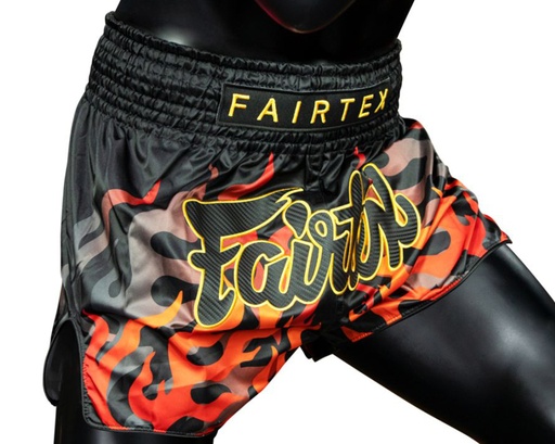 Fairtex Muay Thai Shorts BS1921 Volcano, Schwarz-Rot