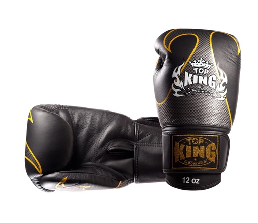 Top King Boxing Gloves Empower Creativity, Black-Silver