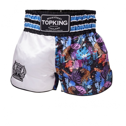 Top King Muay Thai Shorts TKTBS-238-WH , Weiß-Mehrfarbig