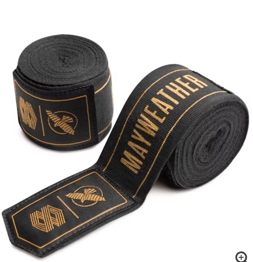 [BBMS-HE-S-4-5] Hayabusa Boxbandagen Mayweather Stretch 4,5m Halbelastisch, Schwarz-Gold