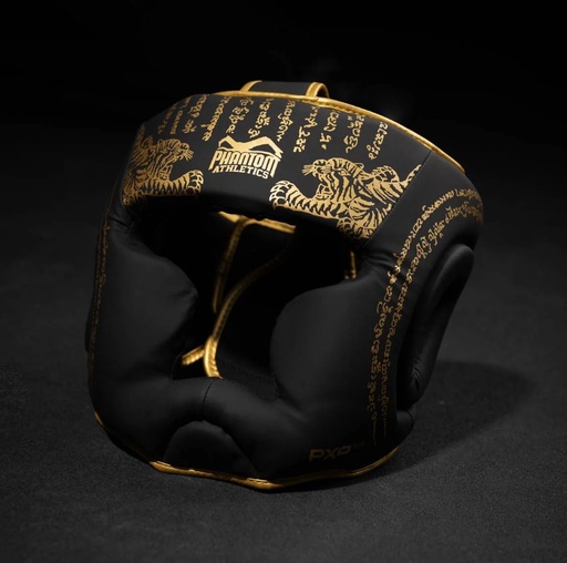 [PHHG3064-S-GO] Phantom Head Guard Muay Thai LE, Black-Gold